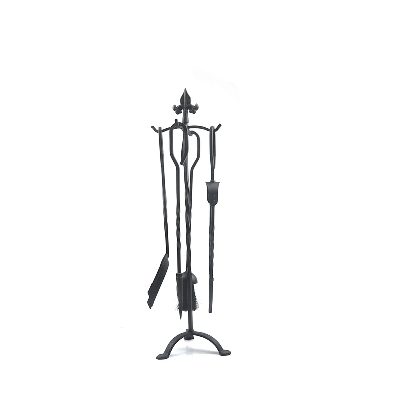 Fireplace accessories black metal 4 pieces garden fireplace outdoor set