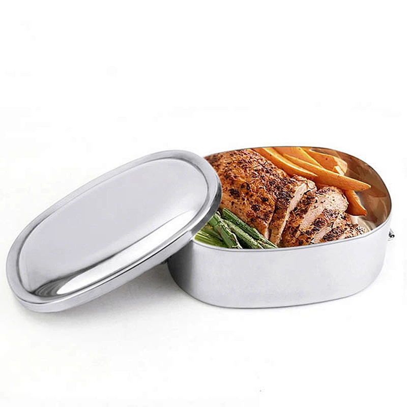 Promotive gift air lock plain metal office school air-tight food storage container high end bento lunch box food stainless steel