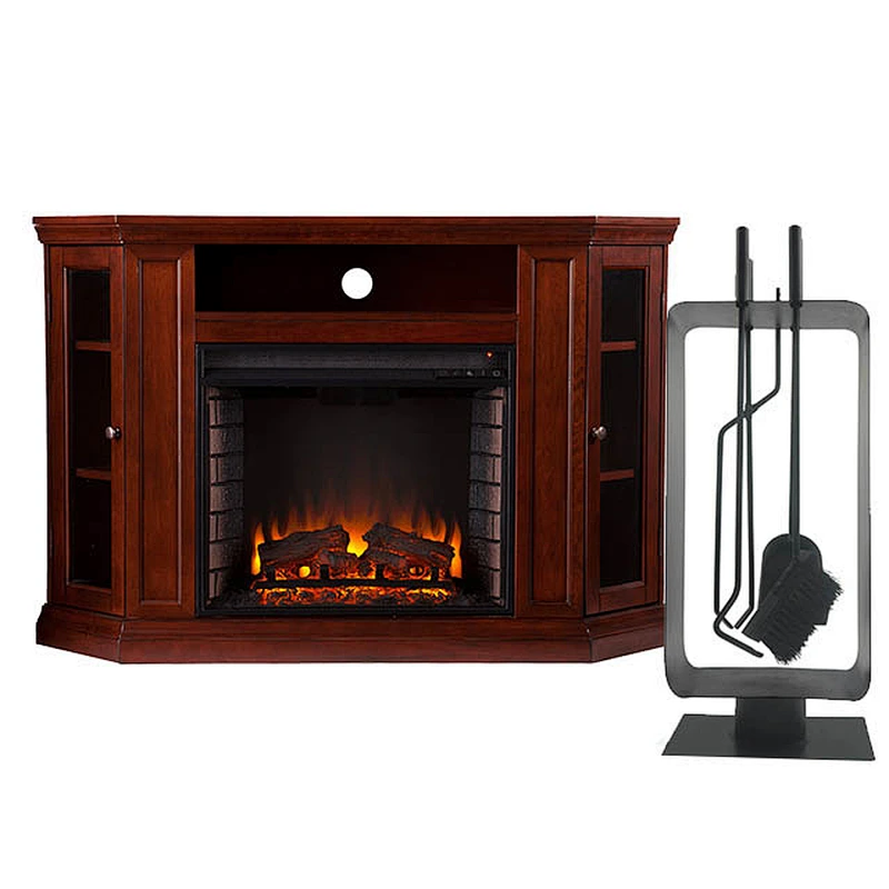 Fireplace Tools Indoor indoor Large Wrought Iron Firewood Toolset with Decor Holder Black Fireset Pit Stand Fire Place Log Tong