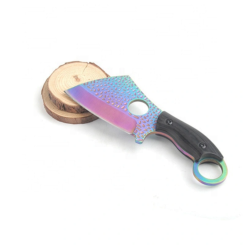 Coloful Titanium Embossed Stainless Steel Blade  Pocket Knife with G10 handle