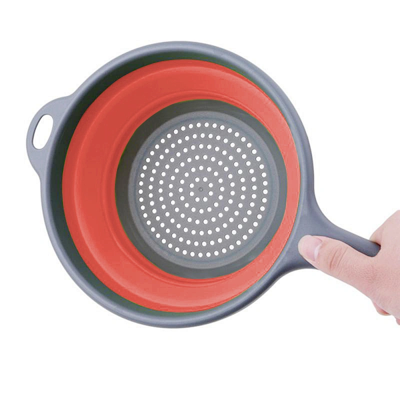 Fruit vegetable strainer space saved collapsible colander with handle
