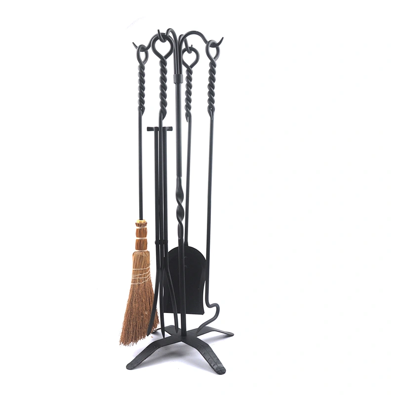 Black coating fireplace tools metal fireplace tool set  with Newly designed brush