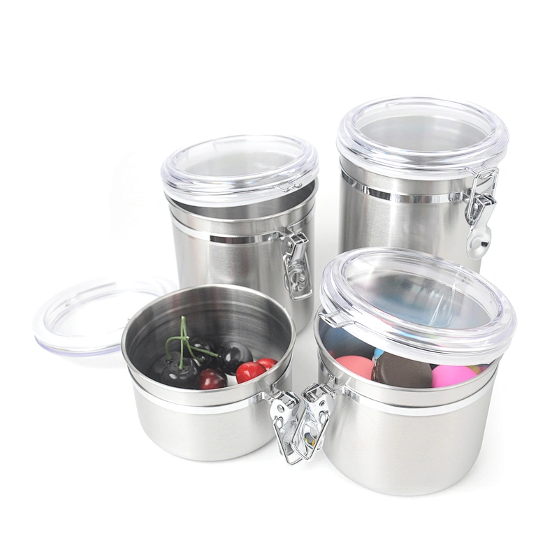 Customize airtight coffee canister stainless steel vacuum sealed reusable food storage coffee canister