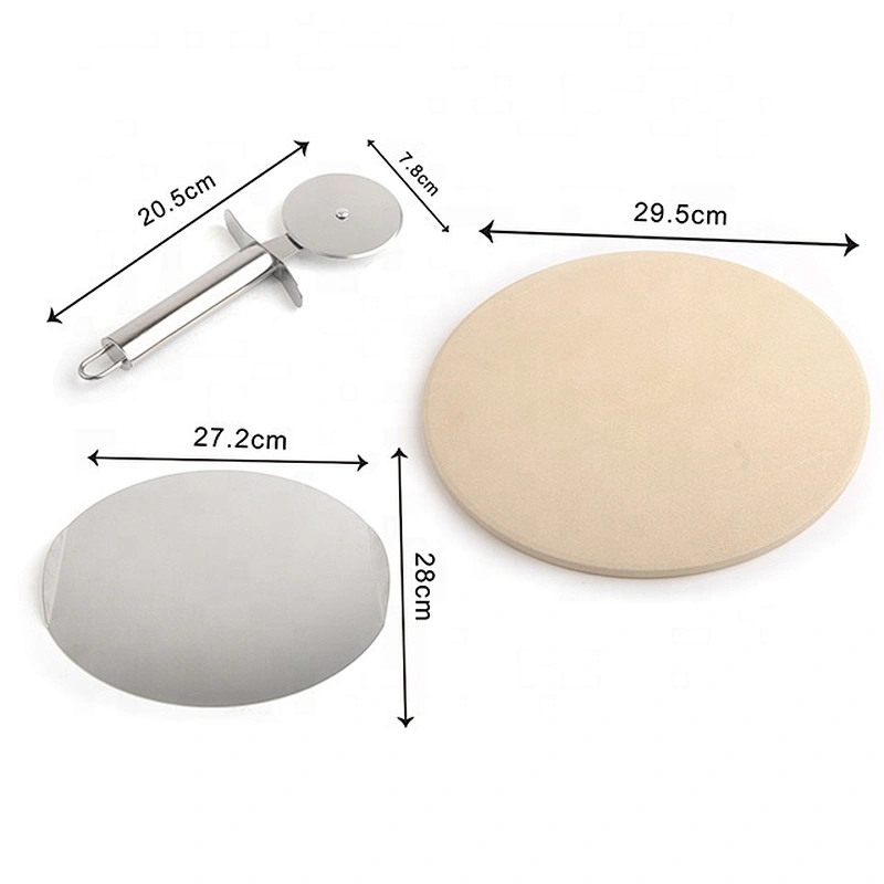 Stainless steel round plate pizza cutter pizza gift set pizza stone set