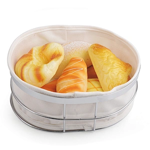 New design easy to use oval shaped metal bread basket with canvas bag