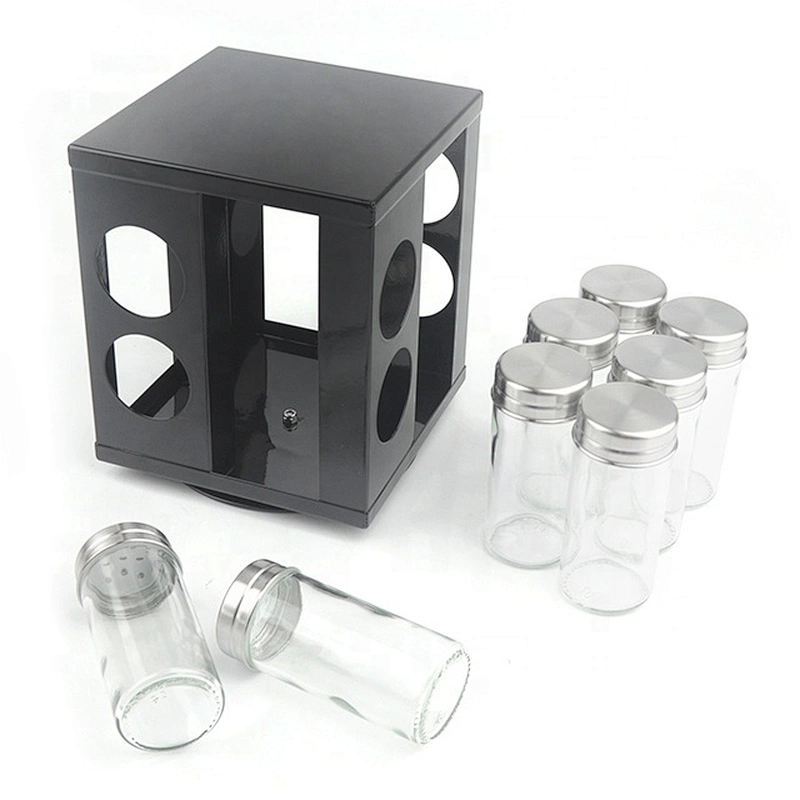 Eight jar rotatable kitchen spice rack for kitchen