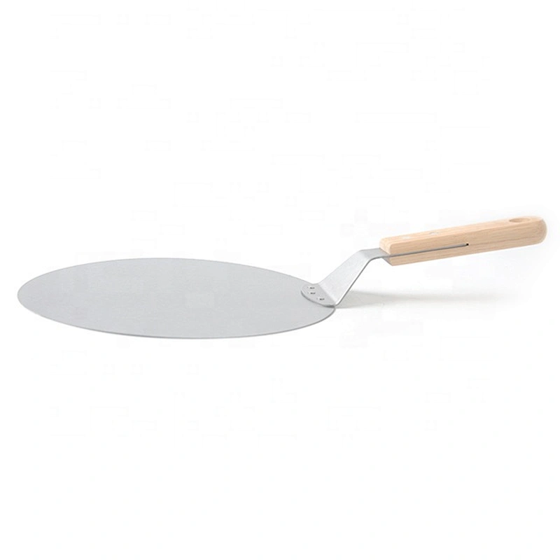 10 Inches Round Metal Stainless Steel Pizza Peel with Short Wood Handle Pizza Shovel For Serving Food