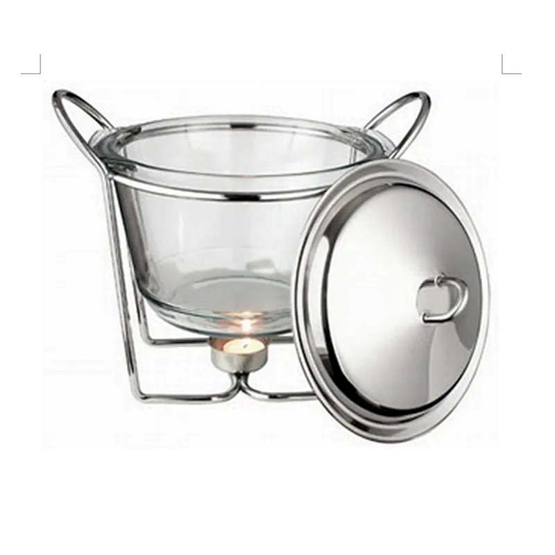 food grade glass cooking pot with stainless steel lid smorgasbord tray