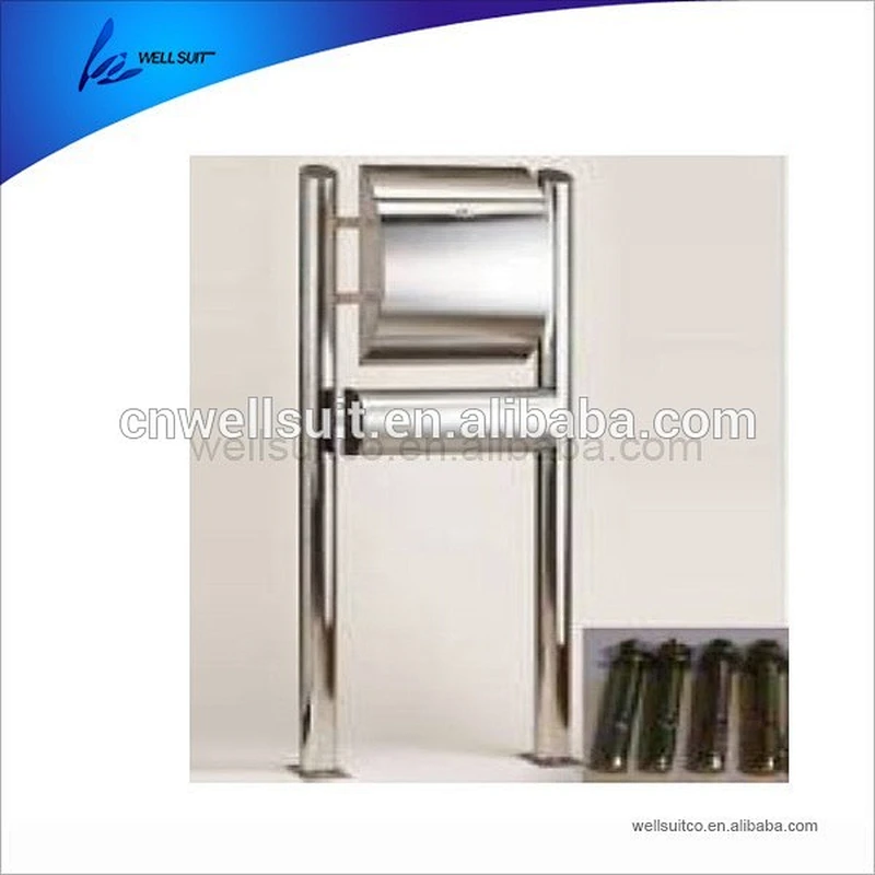 Hot sell stainless steel standing mailbox with lock and newspaper holder garden mailbox