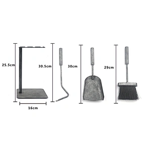 Modern 3 piece fireplace tool combination forge iron casting outdoor fire tools