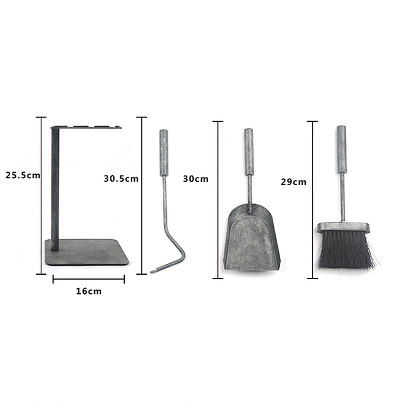 Modern 3 piece fireplace tool combination forge iron casting outdoor fire tools
