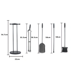 Fireplace accessories black metal 4 pieces  fireplace tools set for outdoor
