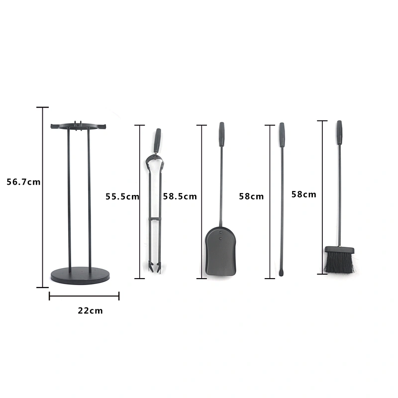 Fireplace accessories black metal 4 pieces  fireplace tools set for outdoor