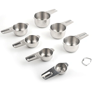 New design hot selling stainless steel Measuring Cups and Spoons Set of 7pcs for Kitchen Gadgets