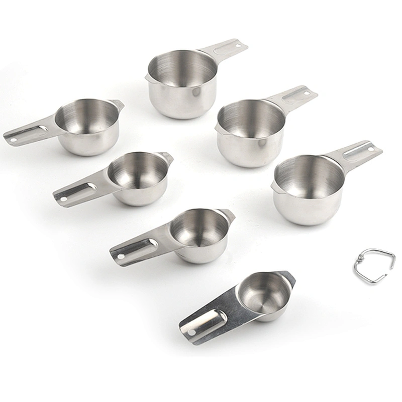 New design hot selling stainless steel Measuring Cups and Spoons Set of 7pcs for Kitchen Gadgets