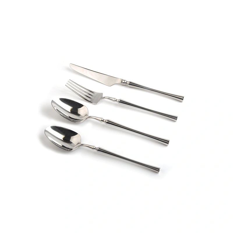 New Style Stainless Steel 18/10 Black Handle Gold Silver Plated Flatware Cutlery Set 6 pcs for Wedding Restaurant and Hotel