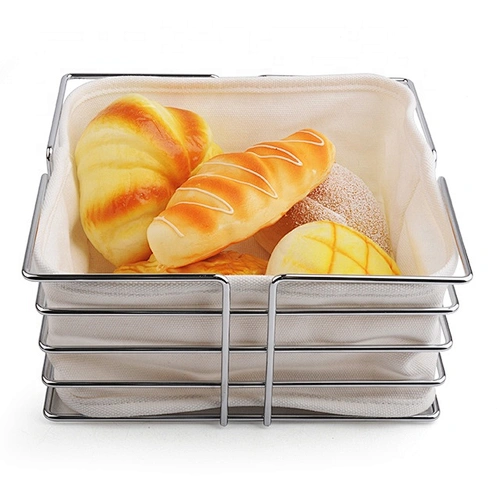 New design hot selling stainless steel bread basket with canvas bag