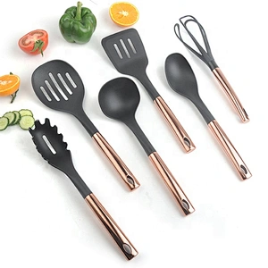 6 Pcs In 1 Set Silicone Kitchen Accessories Cooking Tools Kitchenware Cookware sets with stainless steel Handles