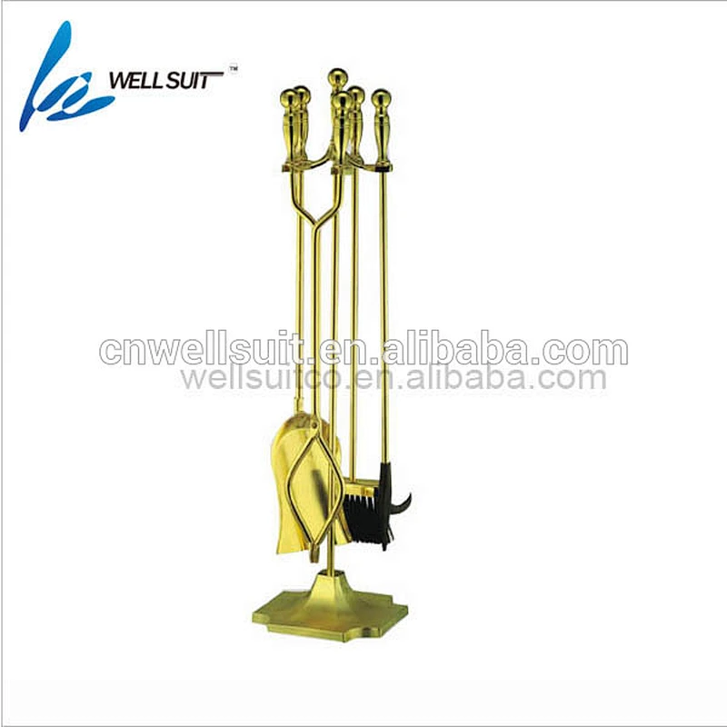 Rustic Fireplace Tools 5 in 1 Iron Tool Set with Bronze Handles Fireplaces Hearth Decoration Accessories