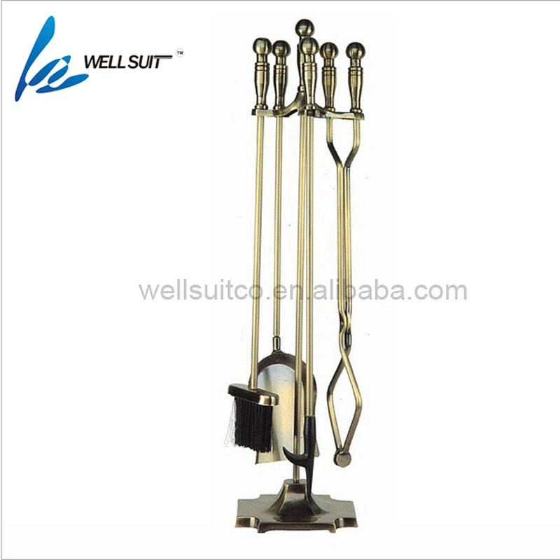 Polished Brass Fireplace Tools/Cars Iron Fireplace Tool Set With Coating