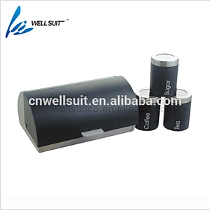 Coated with black powder bread box and canister set