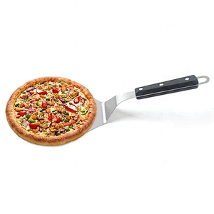 6.5 Inches Black Color Round Metal Stainless Steel Pizza Peel with Wood Handle Pizza Shovel For Serving Food