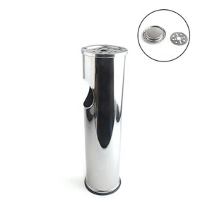 Custom round lobby free standing dustbin stainless steel outdoor standing ashtray