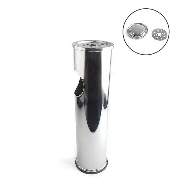 Custom round lobby free standing dustbin stainless steel outdoor standing ashtray