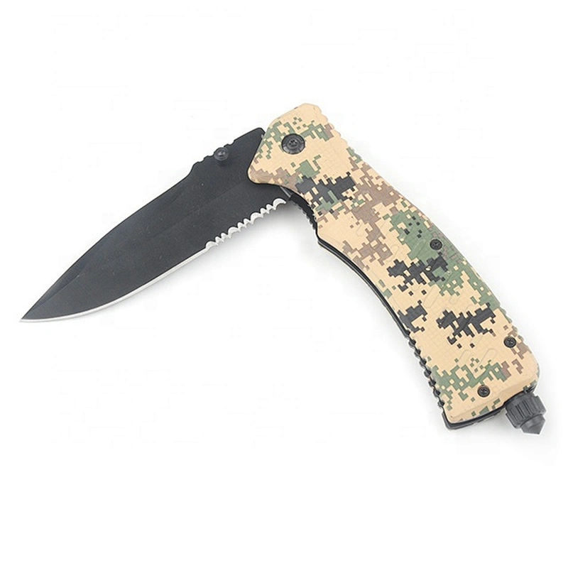 Black Coating Multi Purpose Blade Survival Custom Swith Blade Folding Pocket Knife with Fire Starter