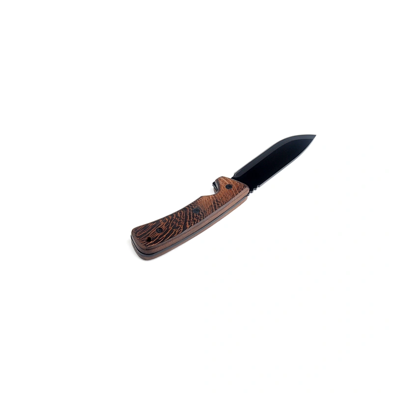outdoor camping hunting knife with wood handle