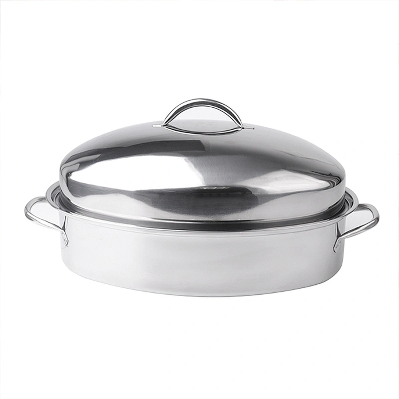 3pcs Stainless Steel Covered Oval Turkey Roaster 16 inch Chicken Roasting pan 42cm Extra large with rack