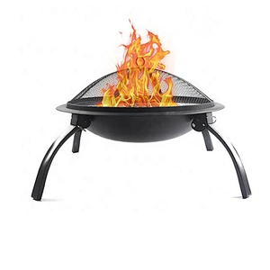 Portable camping outdoor fire pit bowl cover folding fire pit