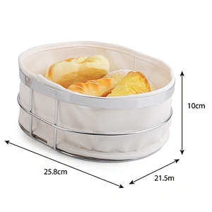 New design easy to use oval shaped metal bread basket with canvas bag