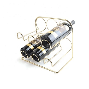 Brass chrome plated wine holder stackable metal wine rack with 6 bottles