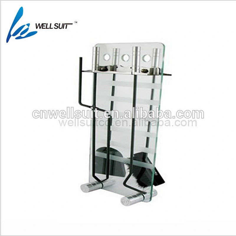 New iron coating fireplace tool set with glass holder shovel brush poker tong hanging tool
