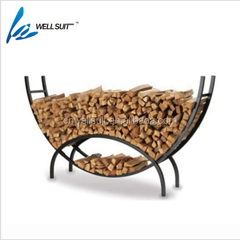 Big size large capacity arc metal log holder cast metal heavy-duty rack for sale