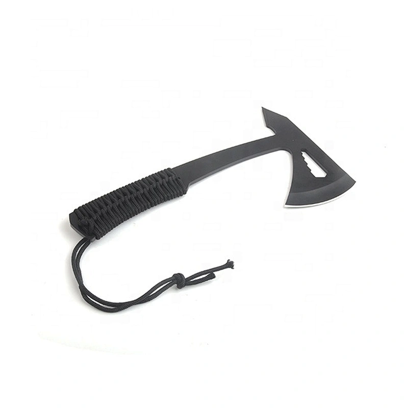 Full Black Coating Stainless Steel Tomahawks Hatchet Axe with Paracord Handle