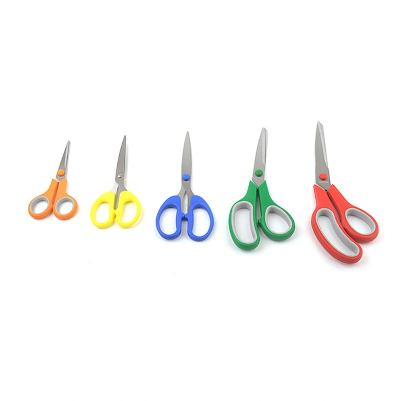 Good quality cheapest stainless steel office scissors student scissors home use scissors set of 5pcs