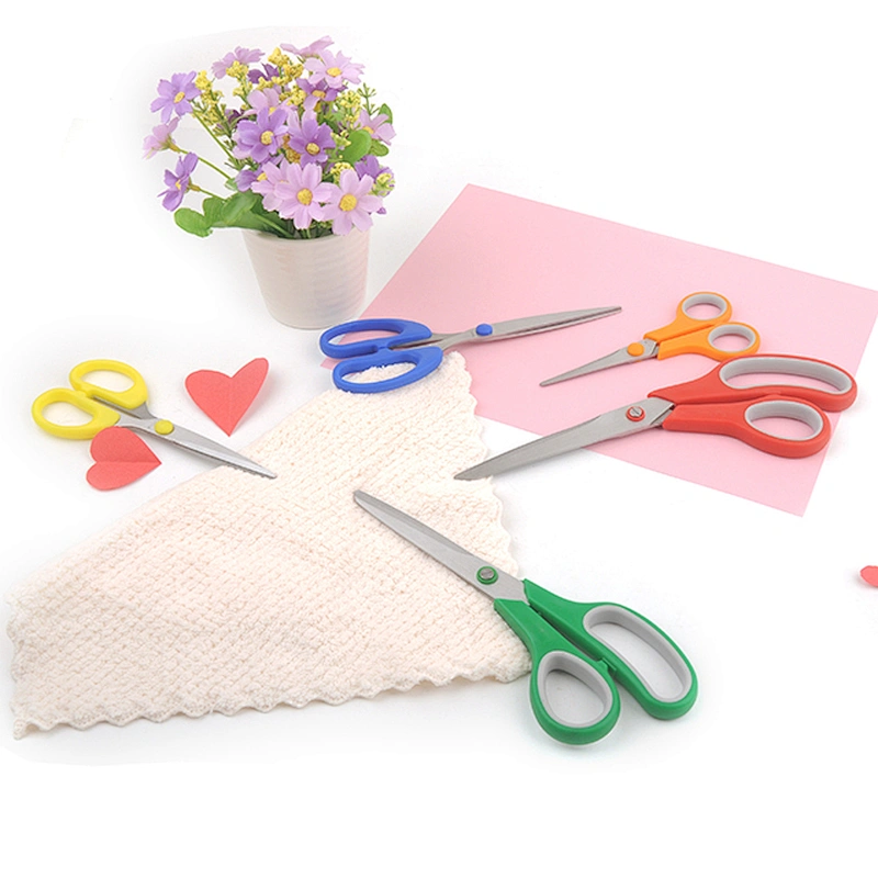 Good quality cheapest stainless steel office scissors student scissors home use scissors set of 5pcs