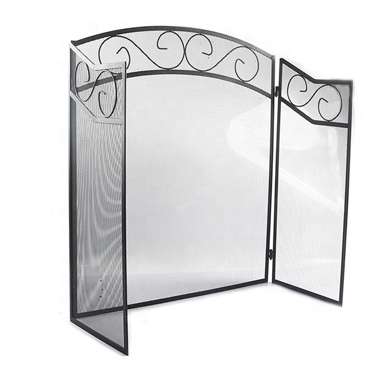 Durable hot selling metal Iron 3-panel fireplace screen for Guard Fence Accessories Steel Spark Guard
