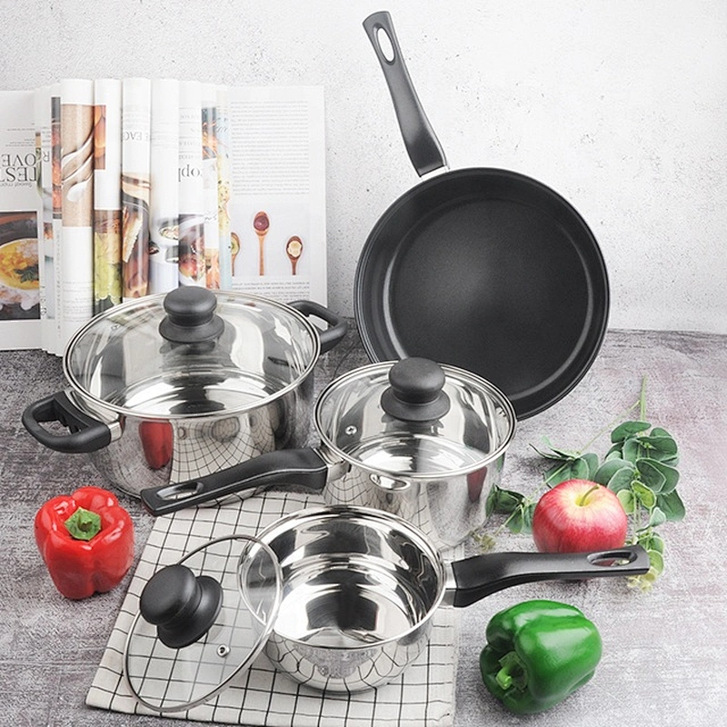 4Pcs High Quality stainless steel cooking Milk Sauce pot  Fry pan non stick cookware sets for home kitchen