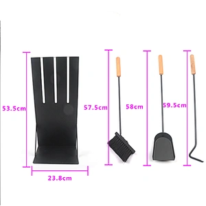 Hot selling indoor metal fireplace tool set with wooden handle  3pcs fireplace tools