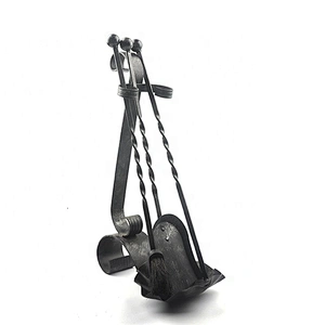 3 Pieces Black Hook Rustic Iron Fireplace Tools set