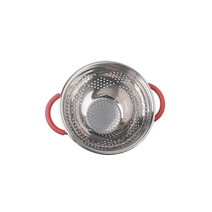 Round Metal Self Draining Pasta Bowl Kitchen Food Washing Strainer Vegetable Conlander