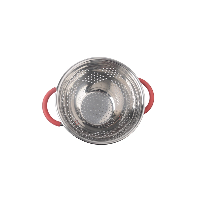 Round Metal Self Draining Pasta Bowl Kitchen Food Washing Strainer Vegetable Conlander