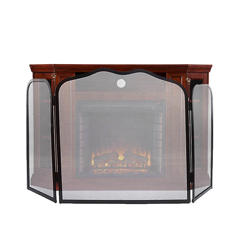 Wholesale Home And Garden Simple Design Black Metal Thick Mesh Fireplace Safety Screen