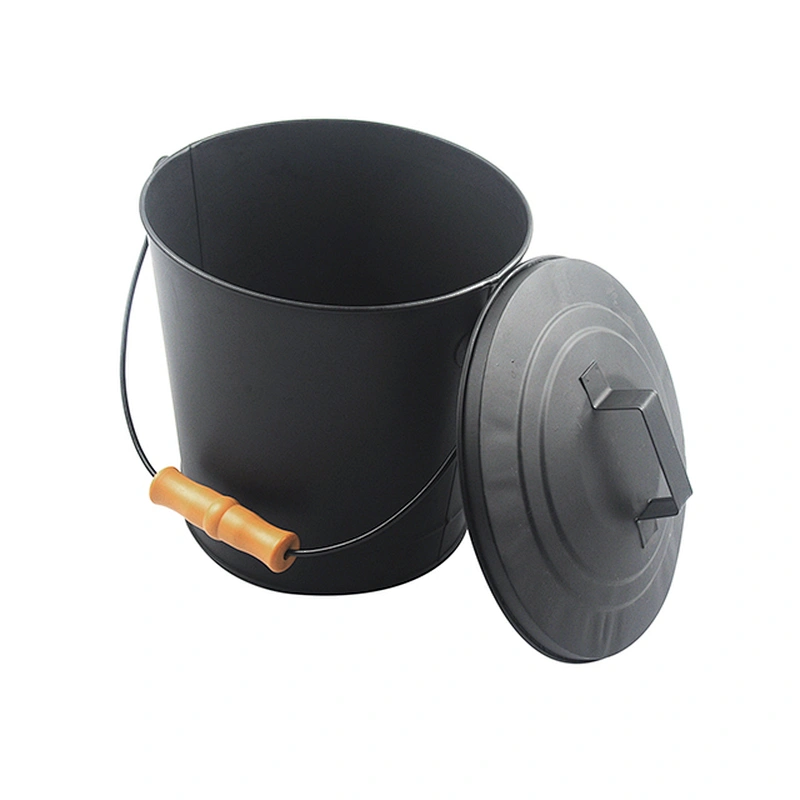 Fireplace accessories Black iron black ash bucket with lip for fireplace tool