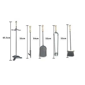 Fireplace accessories black metal 4 pieces  with Gold Plated Handle garden fireplace outdoor set