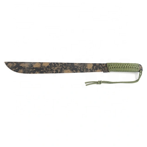 Long Size Stainless Steel Color Printing Blade Survival Hunting Machete Knife with Paracord Handle