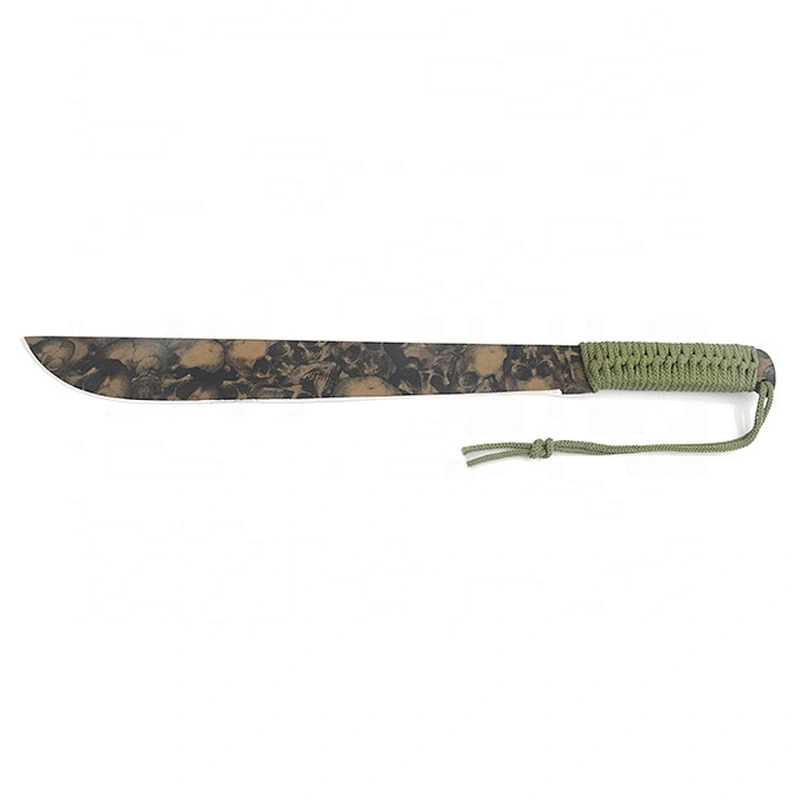 Long Size Stainless Steel Color Printing Blade Survival Hunting Machete Knife with Paracord Handle